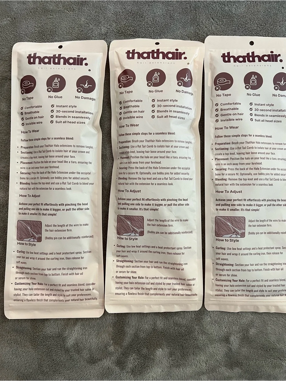 Halo Thathair. Extensions 2 Shades Lot of 3.
